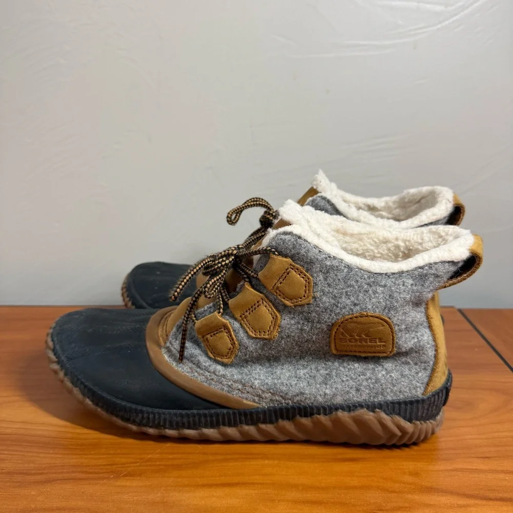 Sorel Out N About Plus Boot‎ Snow Winter Lace Up Waterproof Quarry Grey Tan Duck